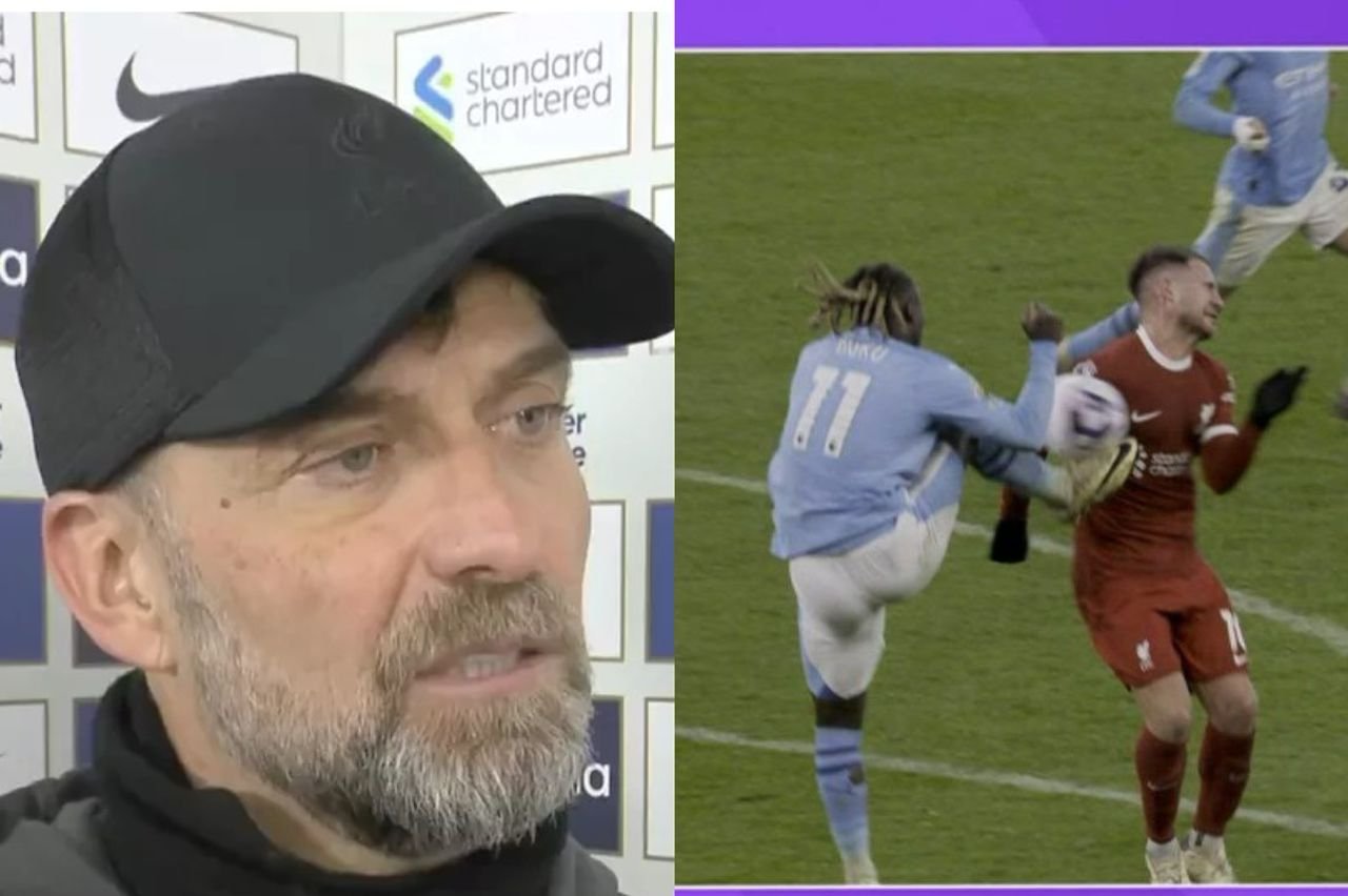 Penalty or no penalty? - Liverpool coach Jurgen Klopp pass his angry verdict on Manchester city player Jeremy Doku kick on Mac Allister chest ruled out by VAR during Manchester City vs Liverpool draw