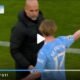 Watch Manchester City best Midfielder Kevin De Bruyne angry expression with Pep Guardiola substituting him in the 68th minute of the match vs Liverpool
